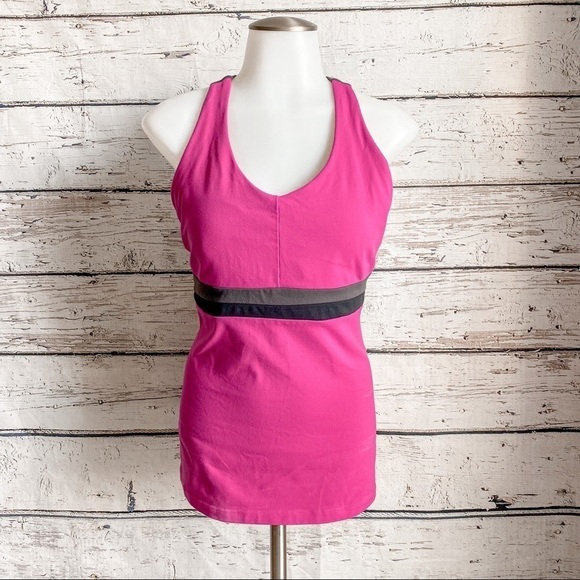 Lucy Tops - Lucy Powermax women's pink athletic racerback tank top, padded bra